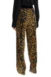 Tom Ford Multicolor Pants With Logo Patch On The Waist And All-over Leopard Print In Silk Stretch Wo