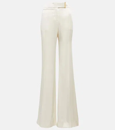 Tom Ford Wide-leg Satin Pants In Chalk