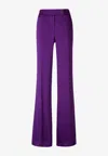 Tom Ford Mid Rise Wide Fluid Satin Pants In Purple