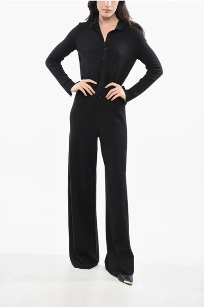 Tom Ford Wide Leg Silk And Cashmere Jumpsuit Grösse M In Black