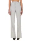 Tom Ford Lustrous Barathea Tailored Tuxedo Wide Leg Pants In Grey