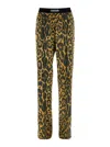 Tom Ford Multicolor Pants With Logo Patch On The Waist And All-over Leopard Print In Silk Stretch Wo
