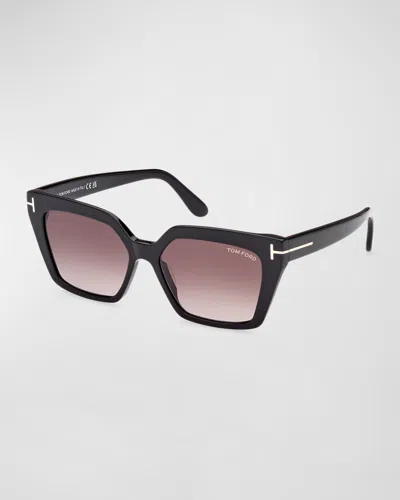 Tom Ford Winona Acetate T-logo Cat-eye Sunglasses In Brown