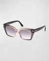 Tom Ford Winona 53mm Gradient Polarized Cat Eye Sunglasses In Black