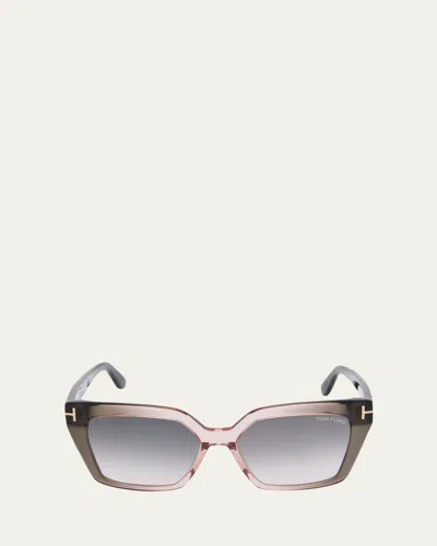 TOM FORD WINONA TRANSPARENT TWO-TONE ACETATE CAT-EYE SUNGLASSES