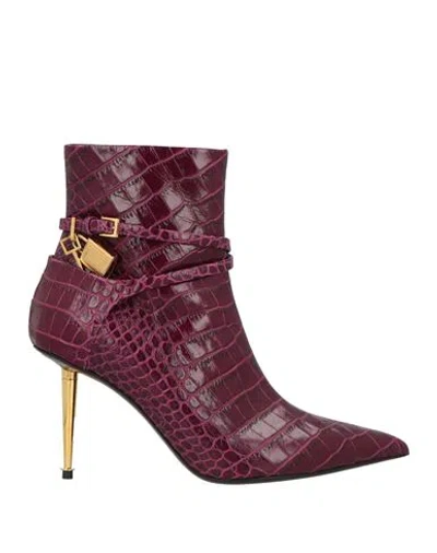 Tom Ford Woman Ankle Boots Plum Size 7 Calfskin In Purple