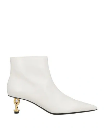 Tom Ford Woman Ankle Boots White Size 8.5 Calfskin, Brass
