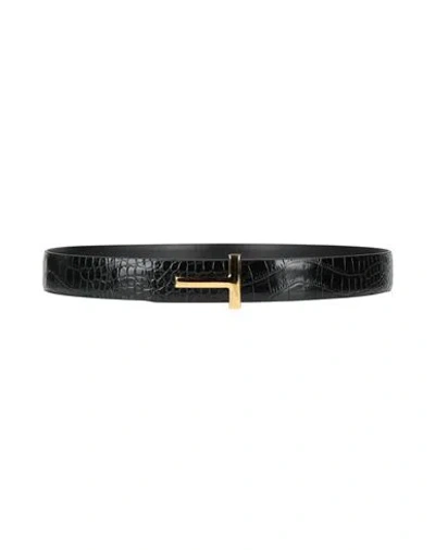 Tom Ford Woman Belt Black Size 38 Calfskin, Brass