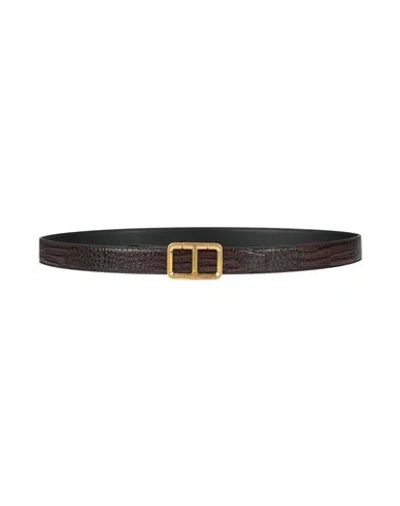 Tom Ford Woman Belt Chocolate Brown Size 39.5 Calfskin
