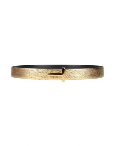 Tom Ford Woman Belt Gold Size 34 Calfskin, Brass