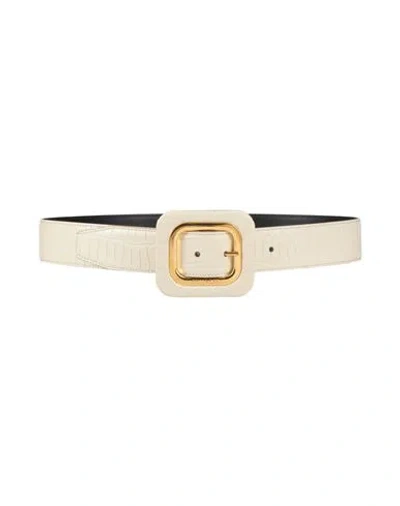 Tom Ford Woman Belt Ivory Size 36 Calfskin In White