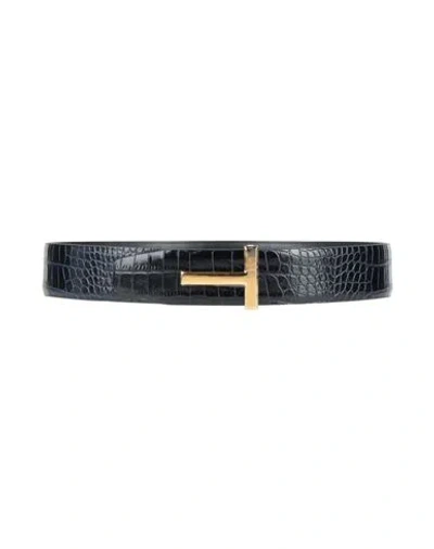 Tom Ford Woman Belt Midnight Blue Size 34 Leather