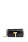 Tom Ford Mini Shoulder Bag In Stamped Crocodile Calf Leather In Black