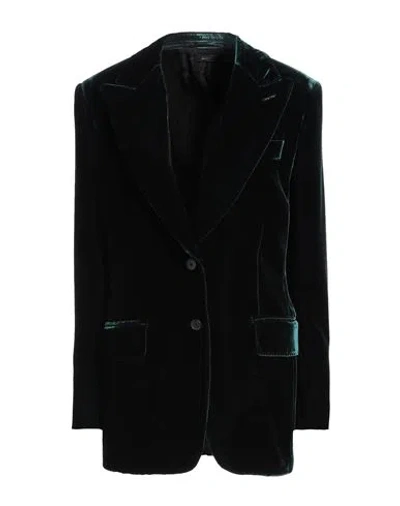 Tom Ford Woman Blazer Dark Green Size 4 Viscose, Cupro