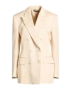 Tom Ford Double Breasted Satin Blazer In Neutral