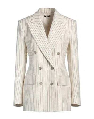Tom Ford Double-breasted Jacket With Striped Pattern In Neutral