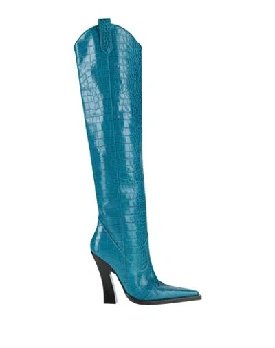 Tom Ford Woman Boot Azure Size 9 Leather In Blue