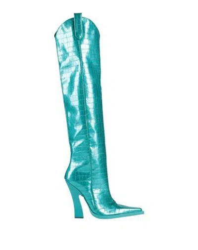 Tom Ford Woman Boot Turquoise Size 9 Leather In Blue