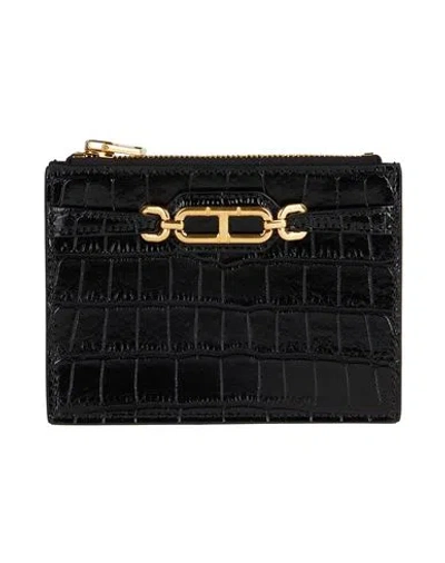 Tom Ford Woman Cardholder Black Size - Calfskin, Brass