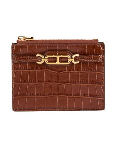 Tom Ford Woman Cardholder Brown Size - Calfskin, Brass