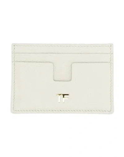 Tom Ford Woman Cardholder Ivory Size - Calfskin In White
