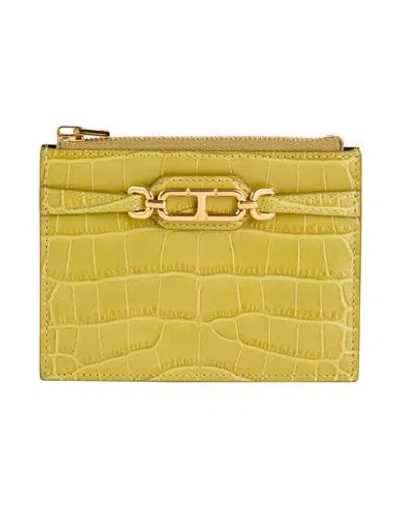 Tom Ford Woman Cardholder Lime Green Size - Calfskin, Brass