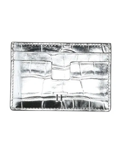 Tom Ford Woman Cardholder Silver Size - Calfskin, Brass