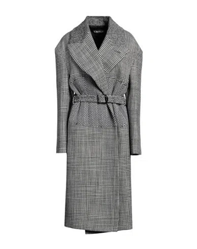 Tom Ford Woman Coat Black Size 2 Cashmere, Polyamide, Virgin Wool, Alpaca Wool, Calfskin In Gray