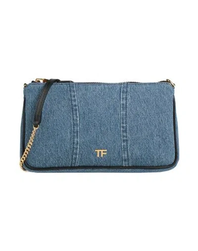 Tom Ford Woman Cross-body Bag Blue Size - Textile Fibers, Leather