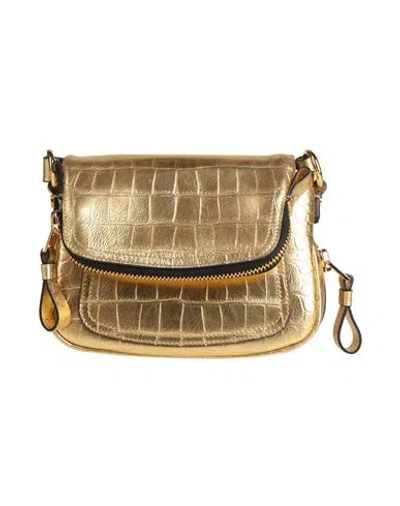 Tom Ford Woman Cross-body Bag Gold Size - Calfskin, Brass, Zamak