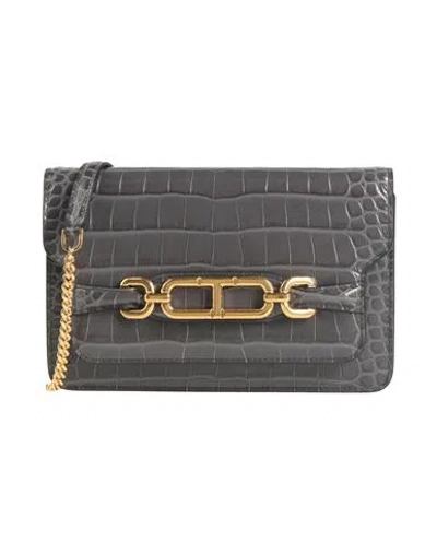 Tom Ford Woman Cross-body Bag Lead Size - Calfskin In Gray