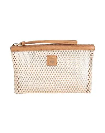 Tom Ford Woman Handbag Beige Size - Calfskin, Polyester, Brass In Sand
