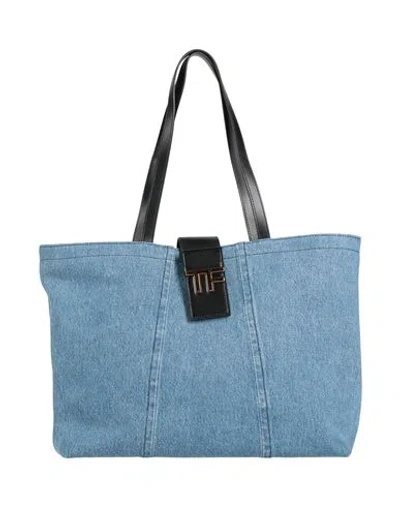 Tom Ford Woman Handbag Blue Size - Cotton, Calfskin