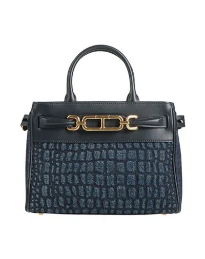 Tom Ford Woman Handbag Slate Blue Size - Cotton, Polyester, Acrylic, Cow Leather