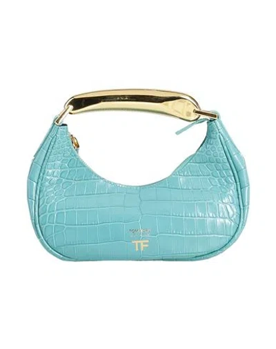 Tom Ford Woman Handbag Turquoise Size - Calfskin, Aluminum, Brass In Blue