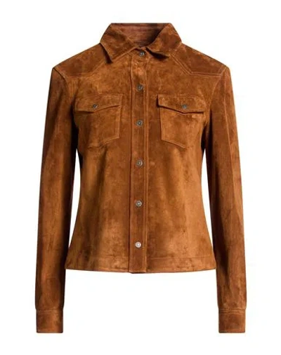 Tom Ford Woman Jacket Tan Size 4 Calfskin In Brown
