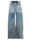 Tom Ford Leather-trimmed Distressed Patchwork High-rise Wide-leg Jeans In Blue