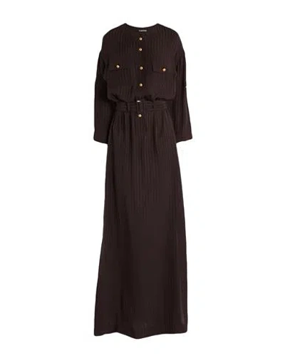 Tom Ford Woman Maxi Dress Dark Brown Size 8 Silk