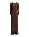 Tom Ford Woman Maxi Dress Dark Brown Size M Viscose, Polyester, Metallic Fiber In Animal Print