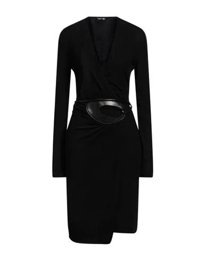 Tom Ford Woman Midi Dress Black Size 2 Viscose, Polyamide, Elastane, Ovine Leather
