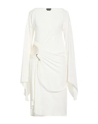 Tom Ford Woman Midi Dress White Size 00 Viscose, Polyamide, Elastane