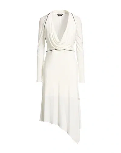 Tom Ford Woman Midi Dress White Size 6 Viscose, Elastane, Cotton In Gray