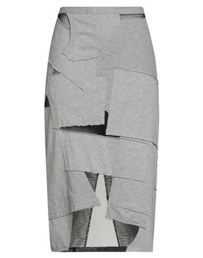 Tom Ford Woman Midi Skirt Grey Size 10 Cotton, Polyamide, Elastane In Gray