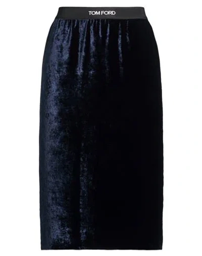 Tom Ford Woman Midi Skirt Midnight Blue Size 0 Viscose, Silk, Elastane