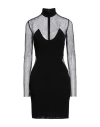 Tom Ford Black Crepe Mini Dress With Mesh Inset Details In Black