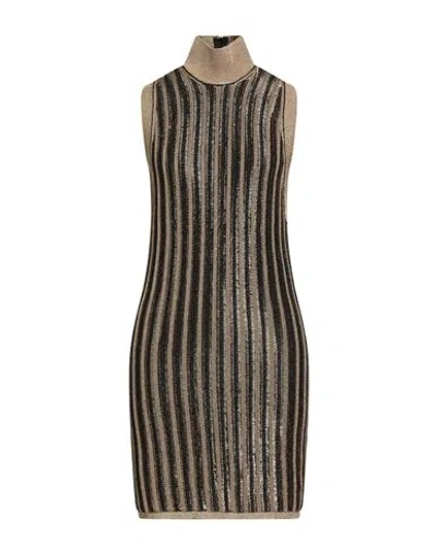 Tom Ford Woman Mini Dress Gold Size L Virgin Wool, Viscose, Metallic Fiber In Brown