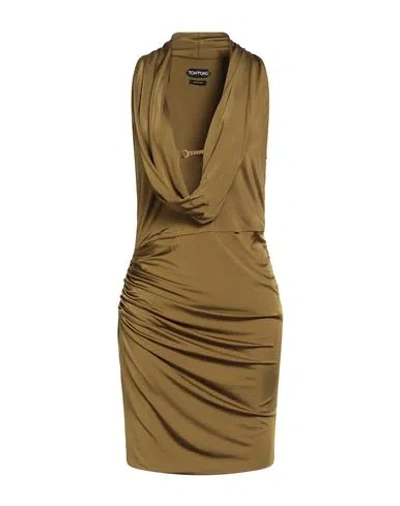 Tom Ford Woman Mini Dress Khaki Size 6 Viscose, Elastane In Burgundy