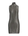 Tom Ford Striped Ribbed Metallic Wool-blend Turtleneck Mini Dress In Sage Green