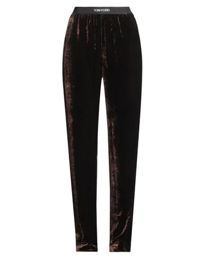 Tom Ford Woman Pants Chocolate Brown Size L Viscose, Silk, Polyester, Elastane, Polyamide