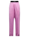 Tom Ford Silk Trouser With Velvet Waistband In Purple